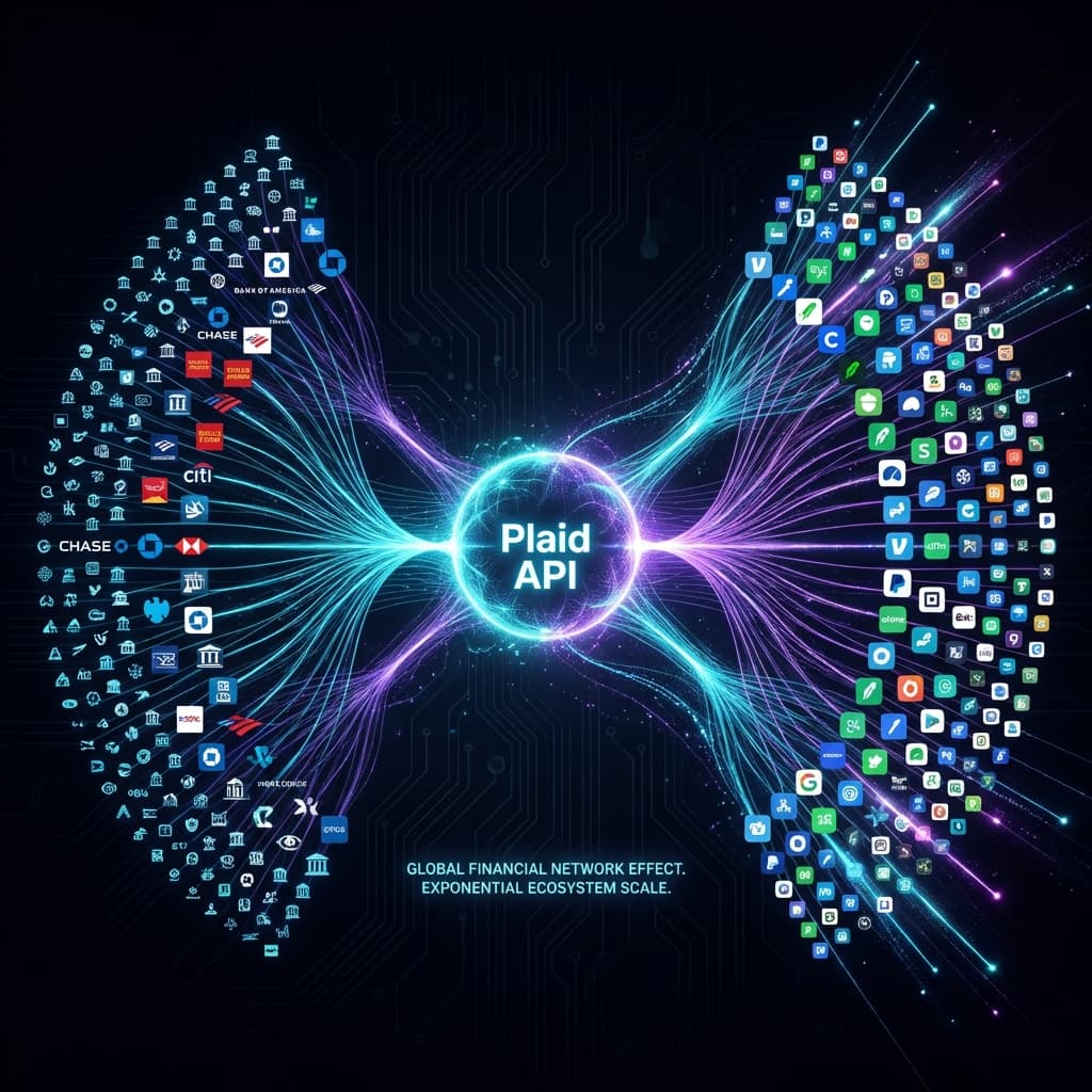 Plaid's network effects: more apps attract more bank integrations, which attract more apps.